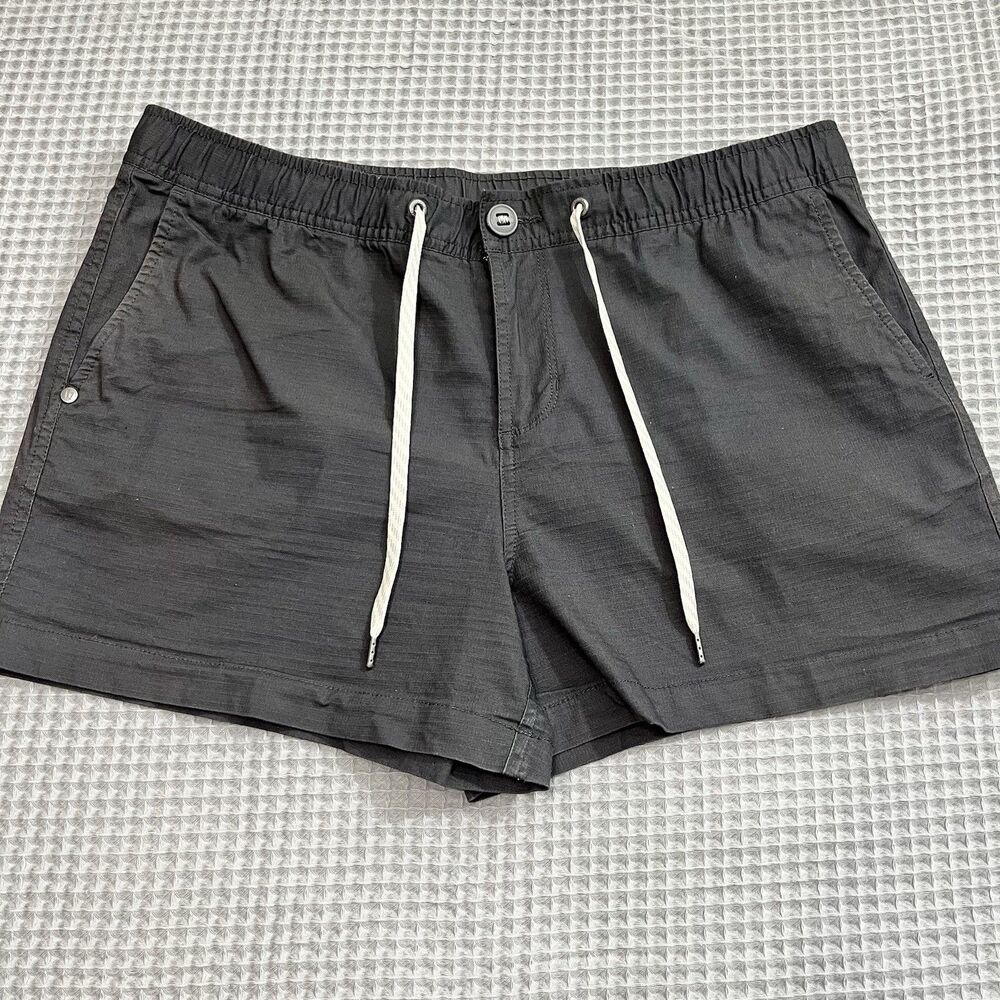 Vuori Shorts Women L Charcoal Grey Ripstop Drawstring Zip Pocket 3"  Gorpcore